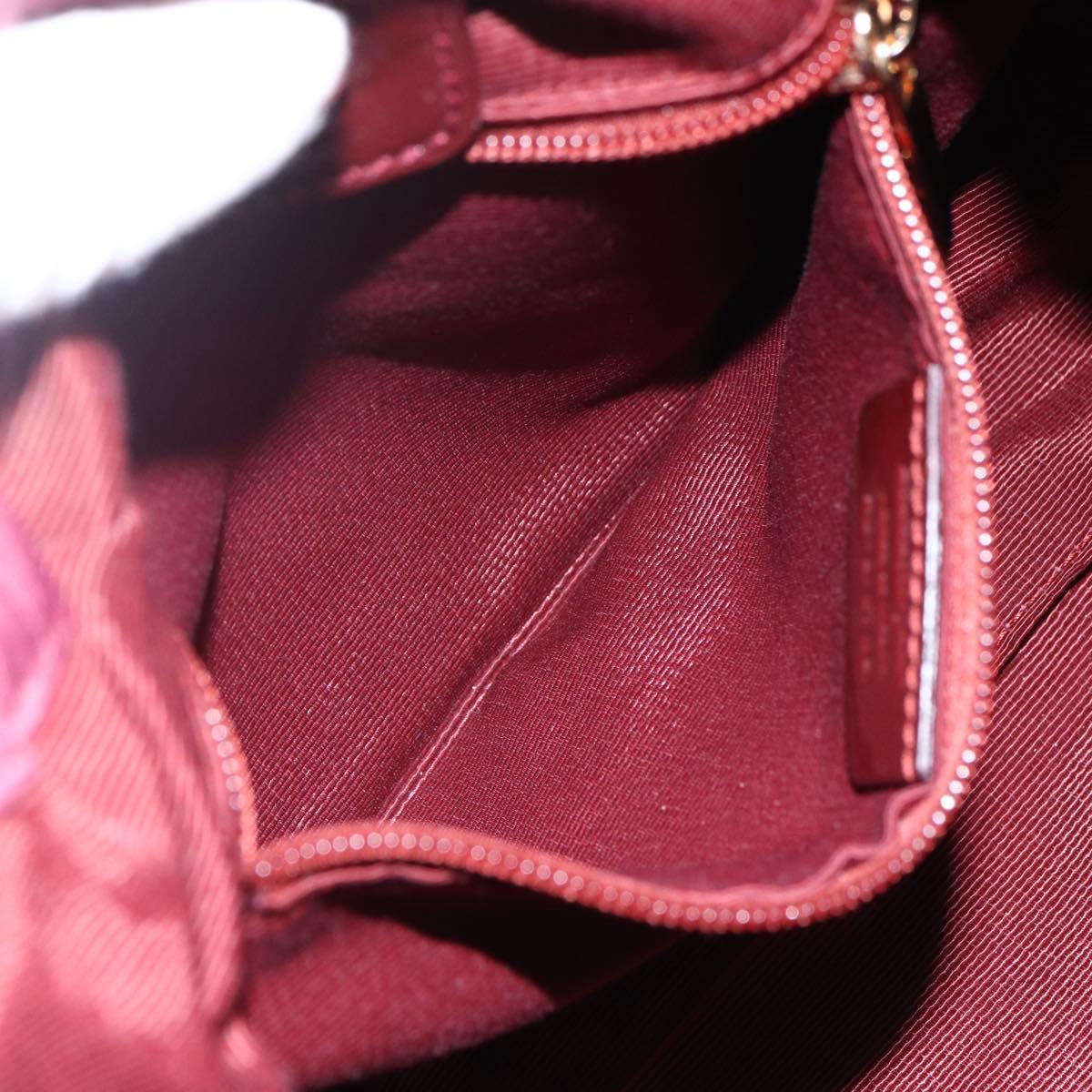 Salvatore Ferragamo Hand Bag Nylon Bordeaux Gold Auth BA10115V