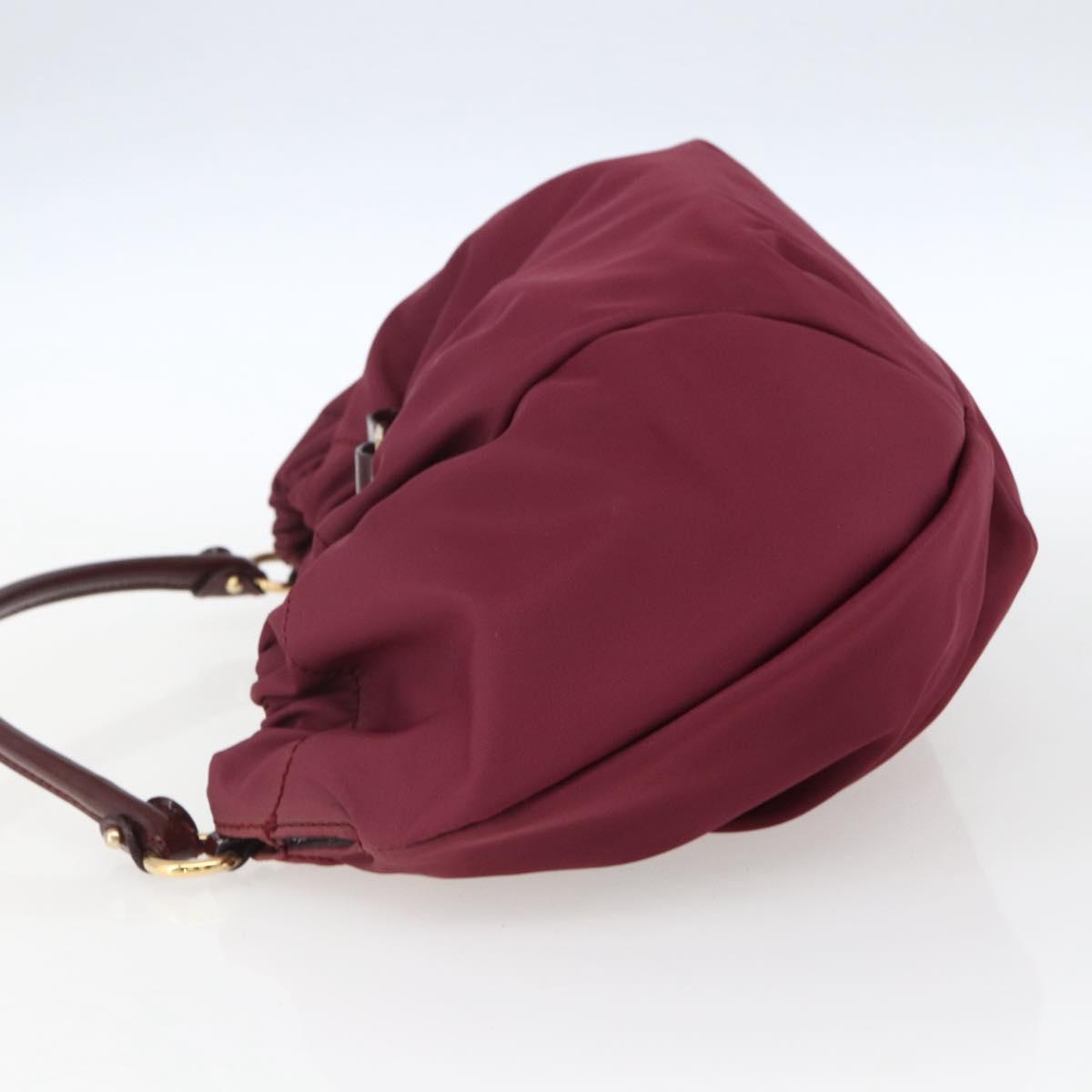 Salvatore Ferragamo Hand Bag Nylon Bordeaux Gold Auth BA10115V