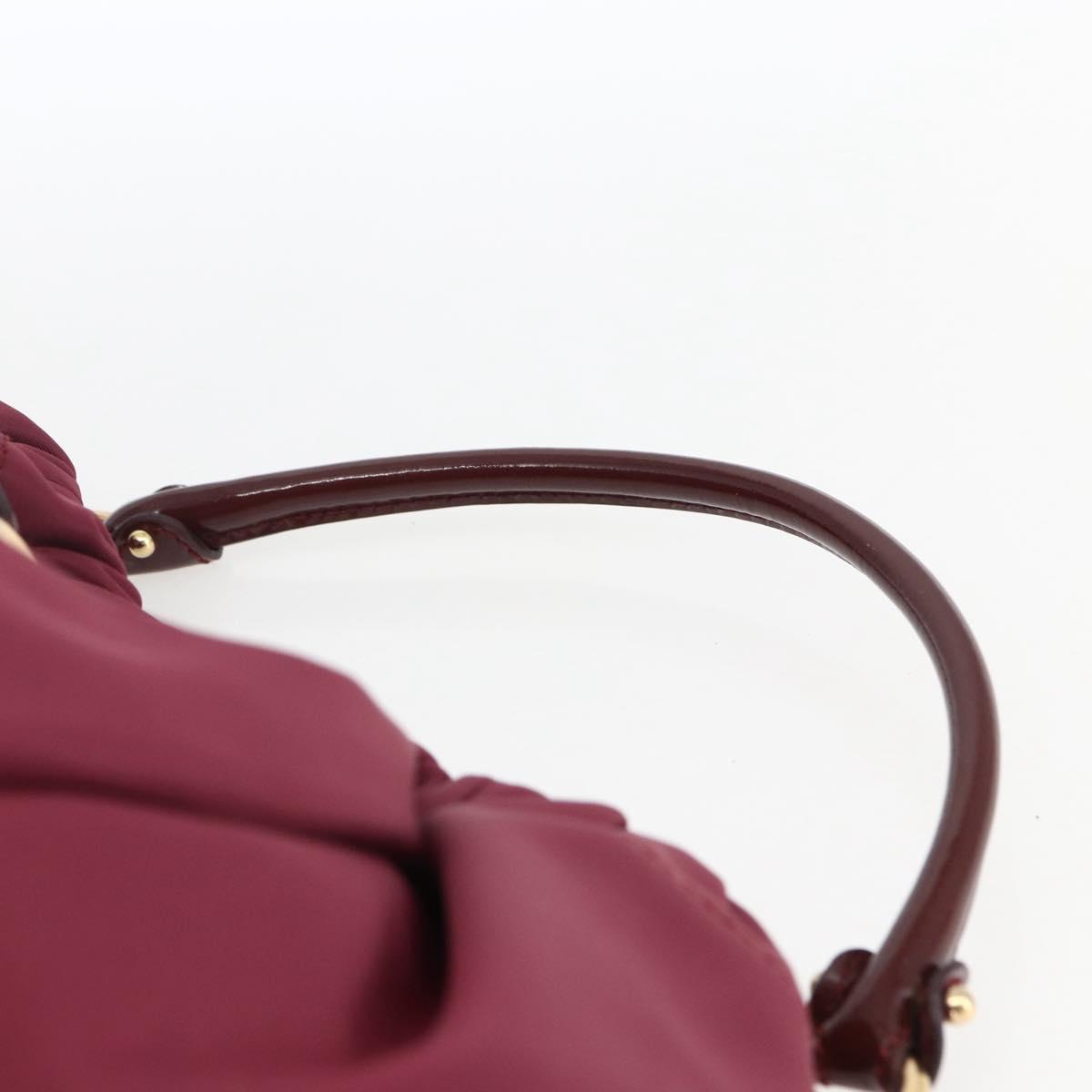 Salvatore Ferragamo Hand Bag Nylon Bordeaux Gold Auth BA10115V