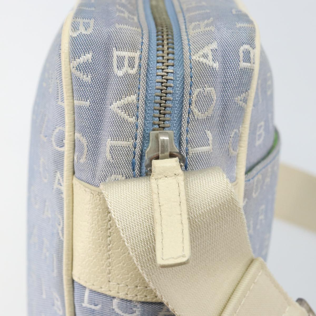 BVLGARI Shoulder Bag Canvas Blue Silver Auth BA10117