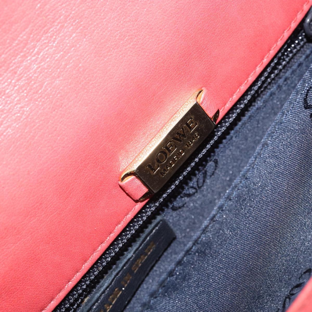LOEWE Anagram Shoulder Bag Leather Pink Gold Auth BA10118