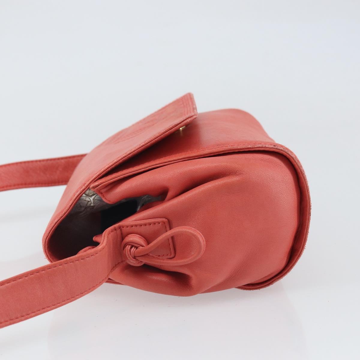 LOEWE Anagram Shoulder Bag Leather Pink Gold Auth BA10118