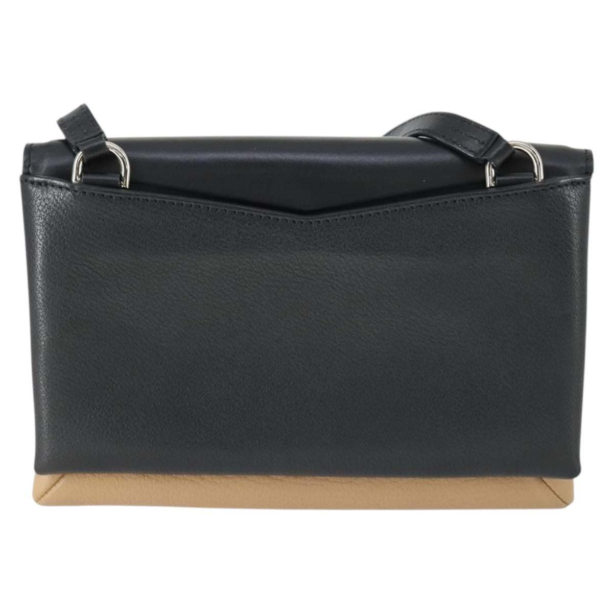 GIVENCHY Shoulder Bag Leather Black Silver Auth BA10120