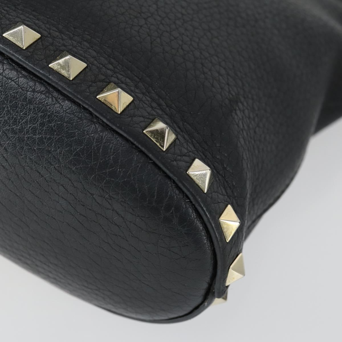 VALENTINO Hand Bag Leather 2way Black Gold Auth BA10121