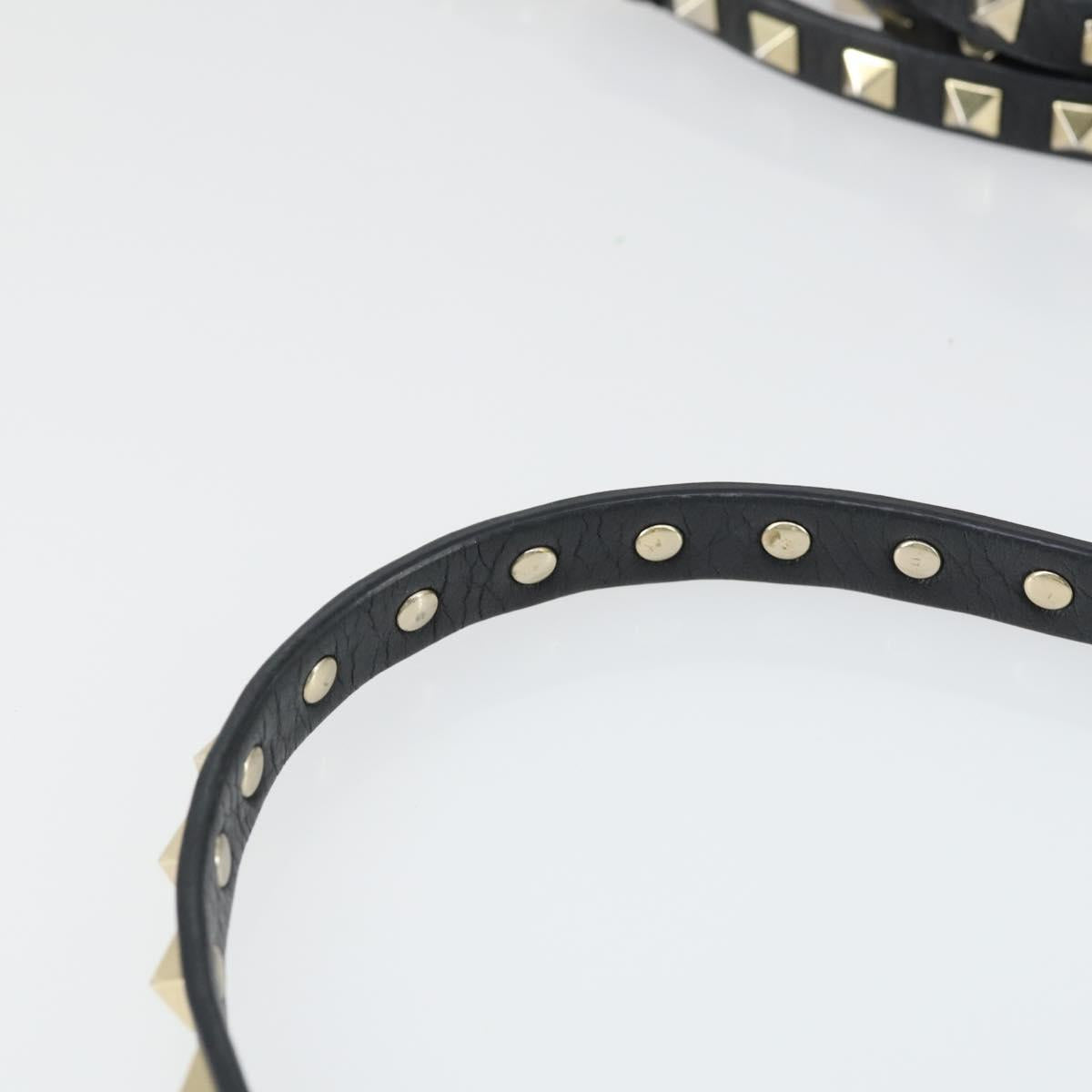 VALENTINO Hand Bag Leather 2way Black Gold Auth BA10121