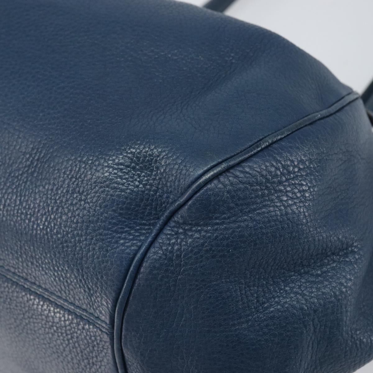 Salvatore Ferragamo Gancini Hand Bag Leather Blue Silver Auth BA10123