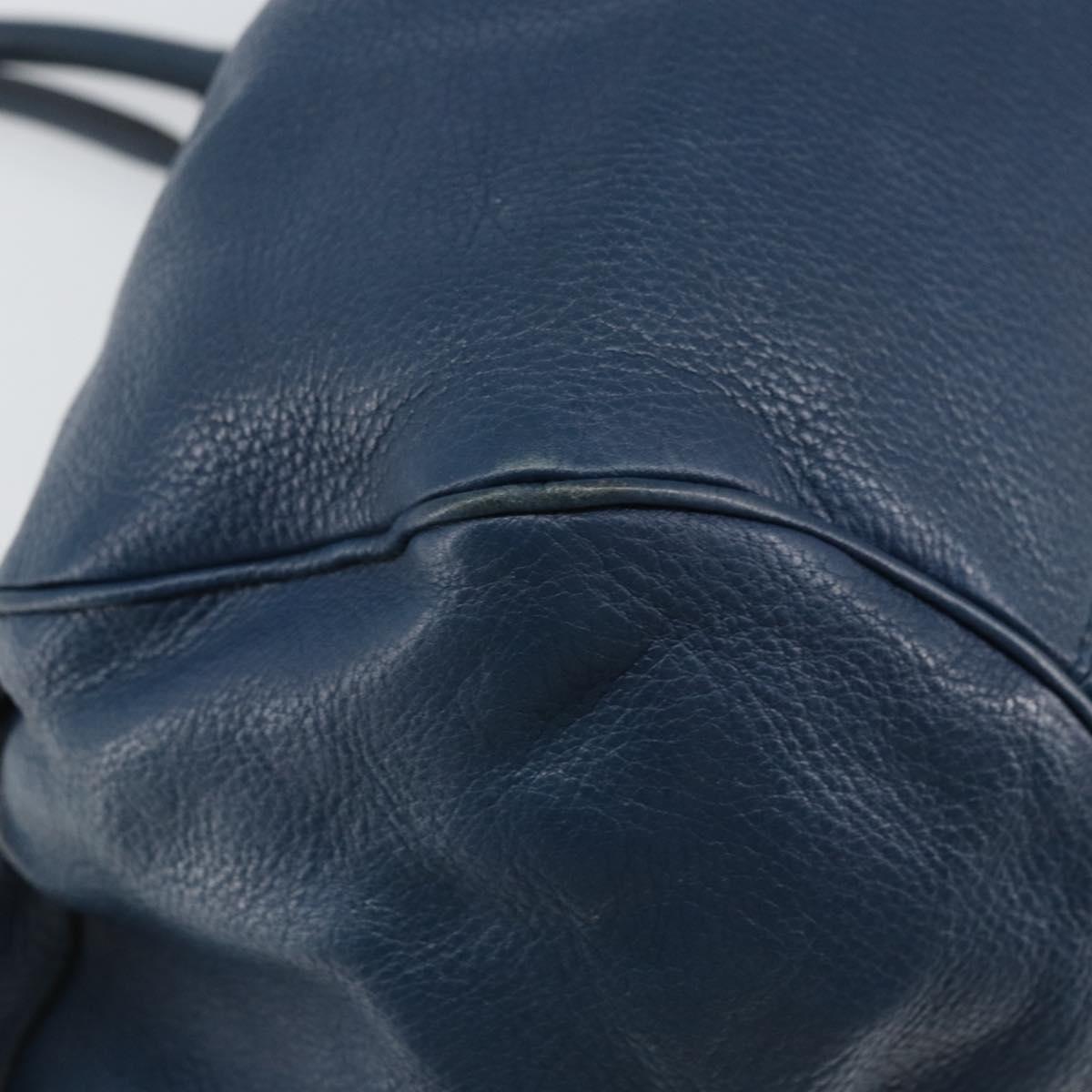 Salvatore Ferragamo Gancini Hand Bag Leather Blue Silver Auth BA10123