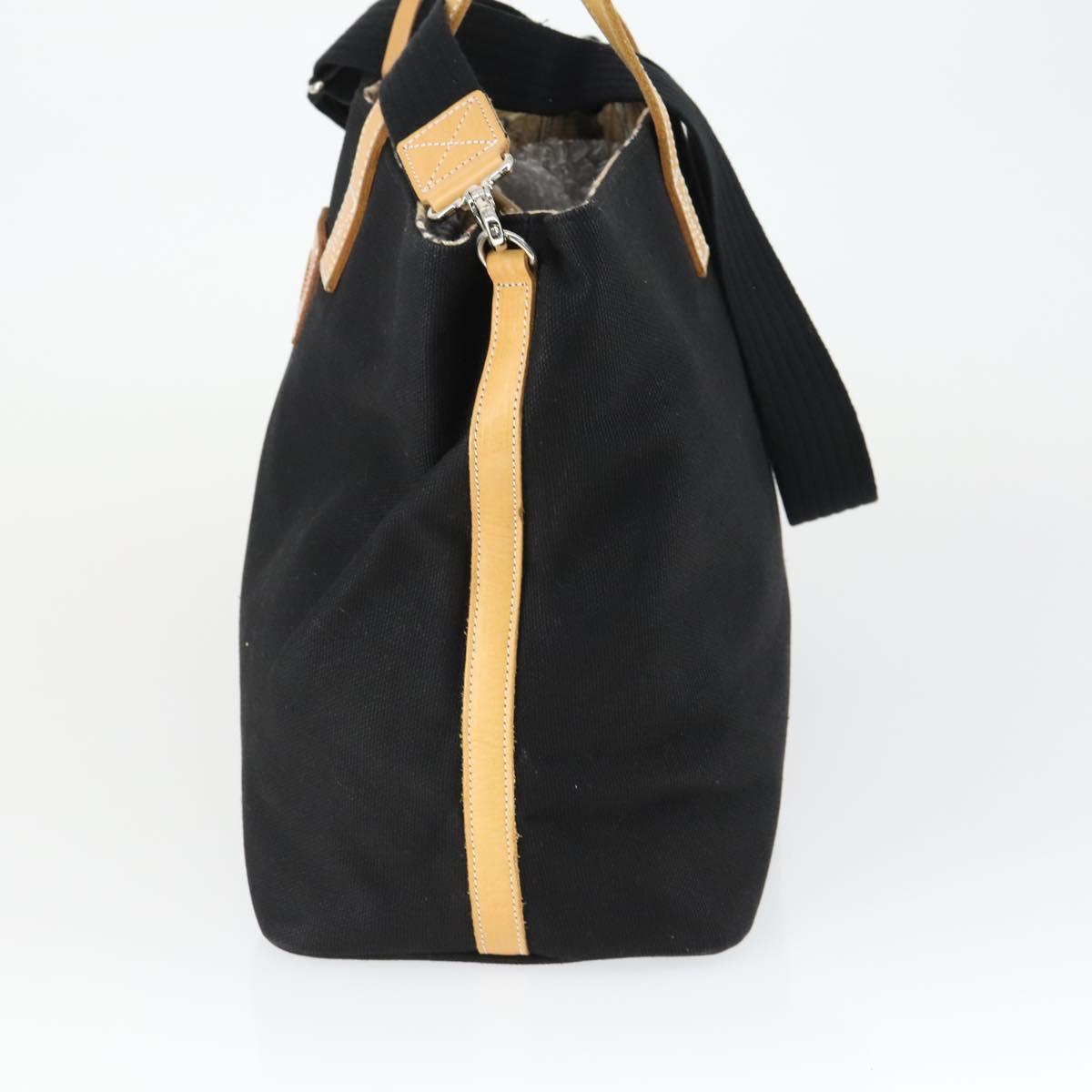 Burberrys Blue Label Tote Bag Canvas 2way Black Auth BA10126