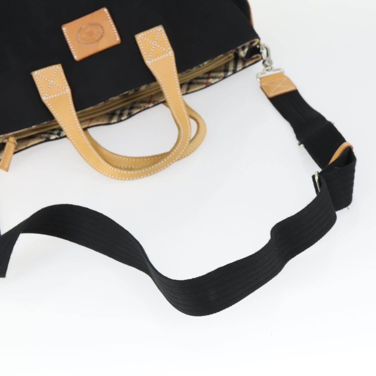 Burberrys Blue Label Tote Bag Canvas 2way Black Auth BA10126