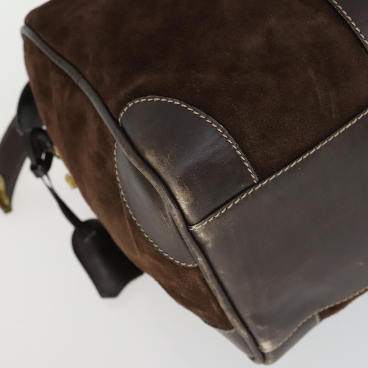 GUCCI Hand Bag Suede Brown Gold 012 468 40 58 Auth BA10128