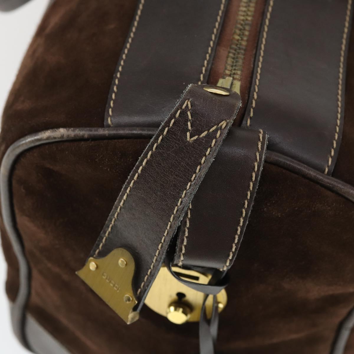 GUCCI Hand Bag Suede Brown Gold 012 468 40 58 Auth BA10128