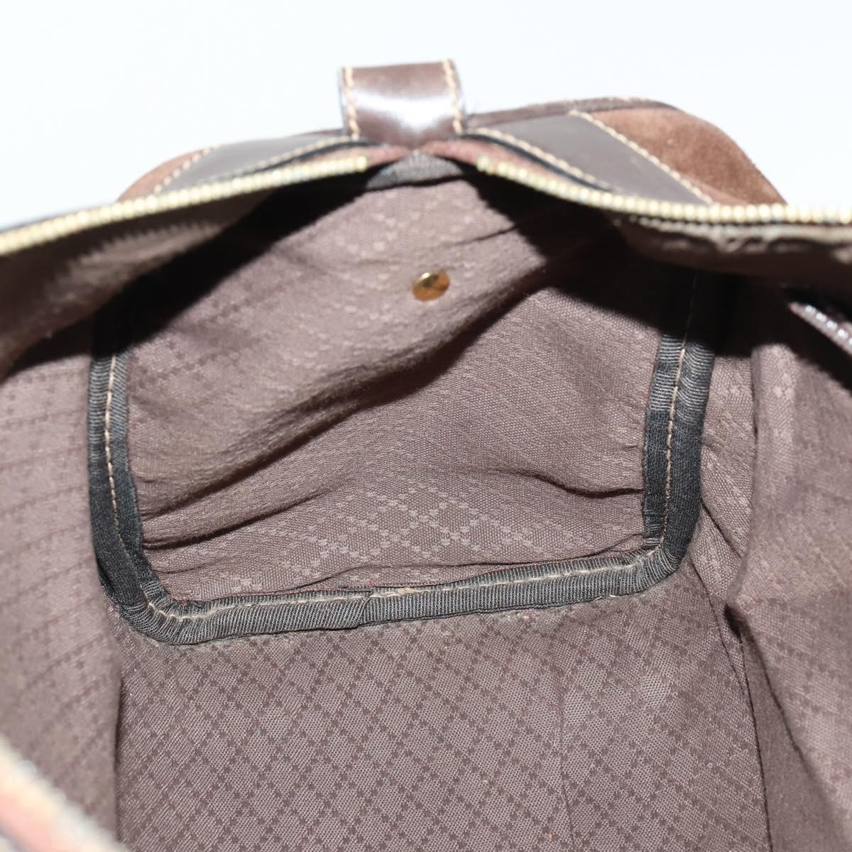GUCCI Hand Bag Suede Brown Gold 012 468 40 58 Auth BA10128
