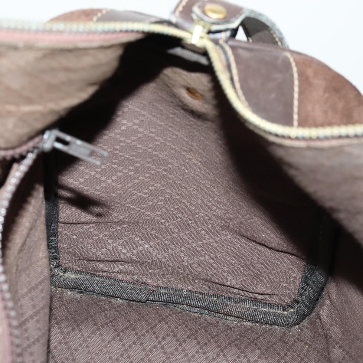 GUCCI Hand Bag Suede Brown Gold 012 468 40 58 Auth BA10128