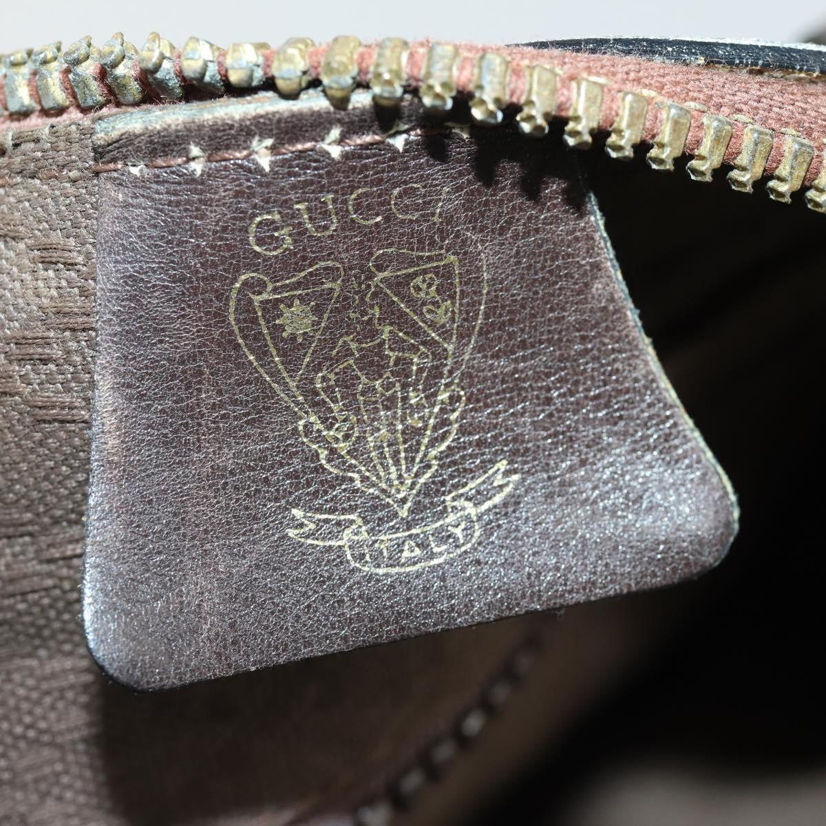 GUCCI Hand Bag Suede Brown Gold 012 468 40 58 Auth BA10128