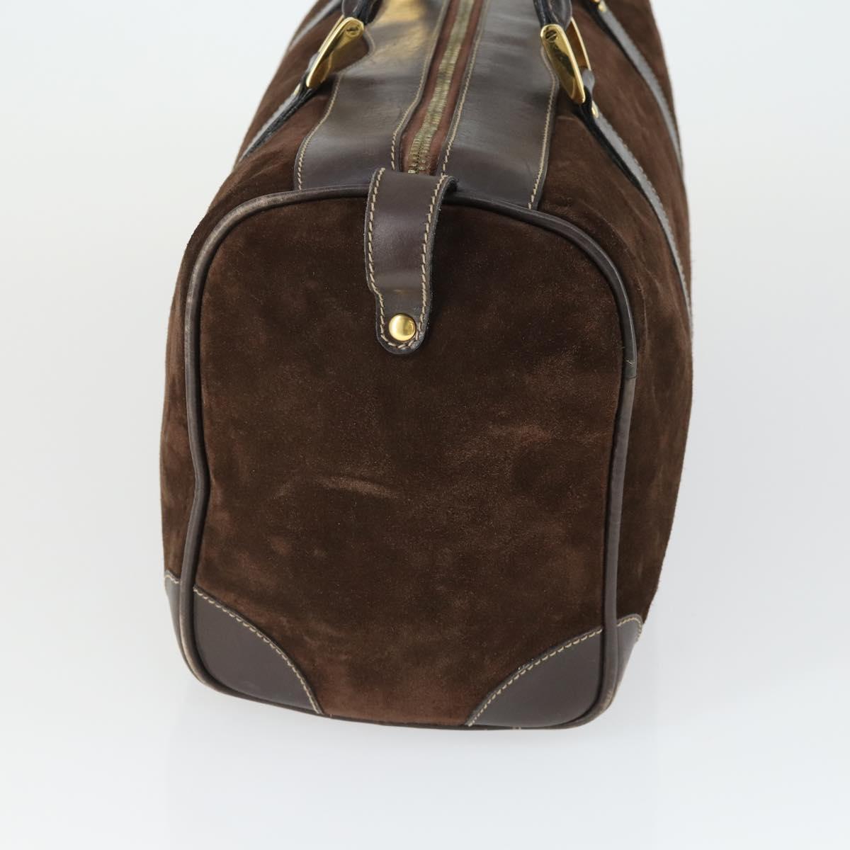GUCCI Hand Bag Suede Brown Gold 012 468 40 58 Auth BA10128