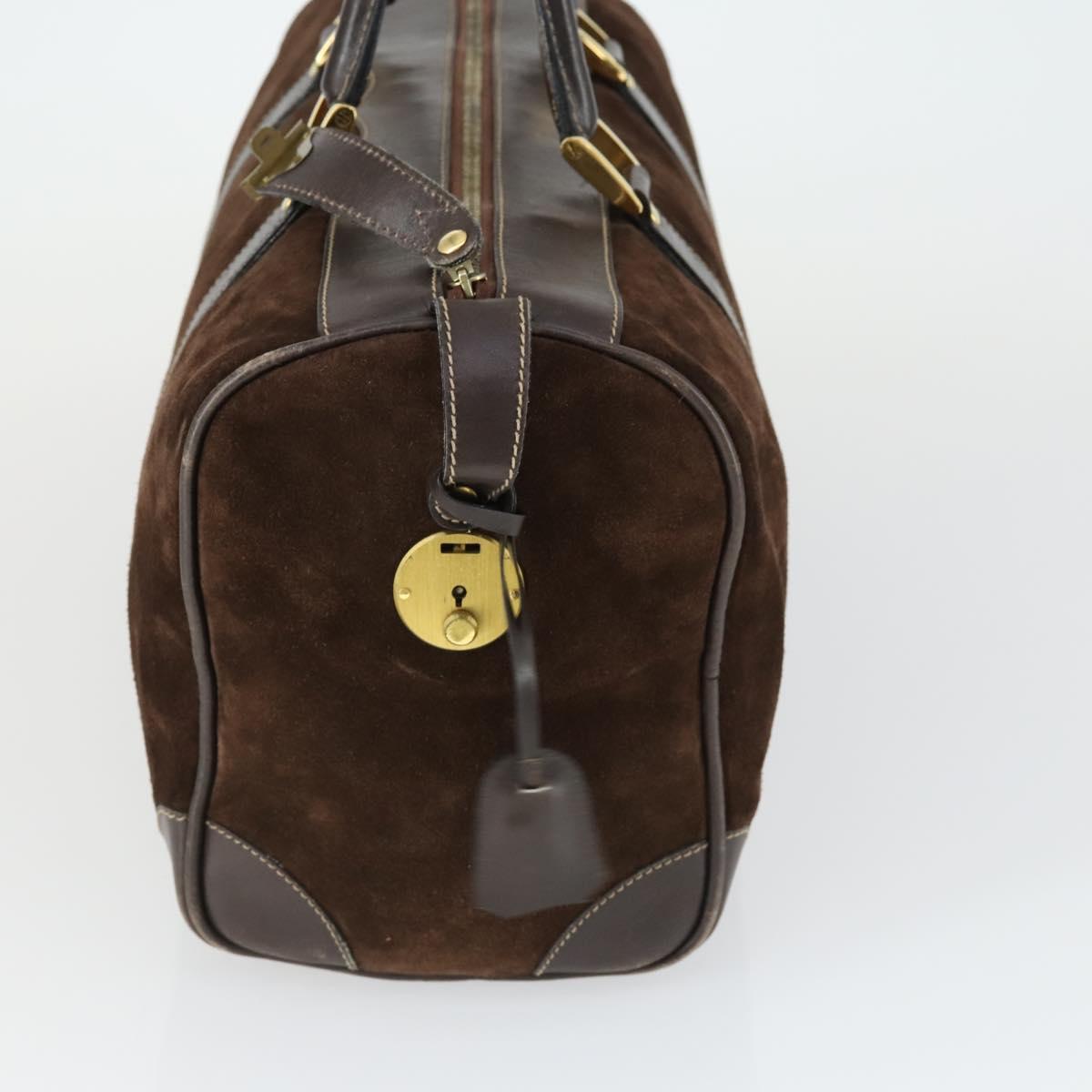 GUCCI Hand Bag Suede Brown Gold 012 468 40 58 Auth BA10128