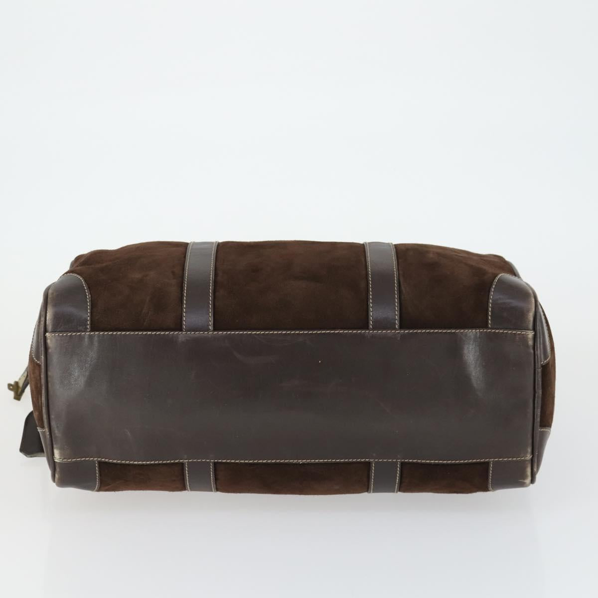 GUCCI Hand Bag Suede Brown Gold 012 468 40 58 Auth BA10128