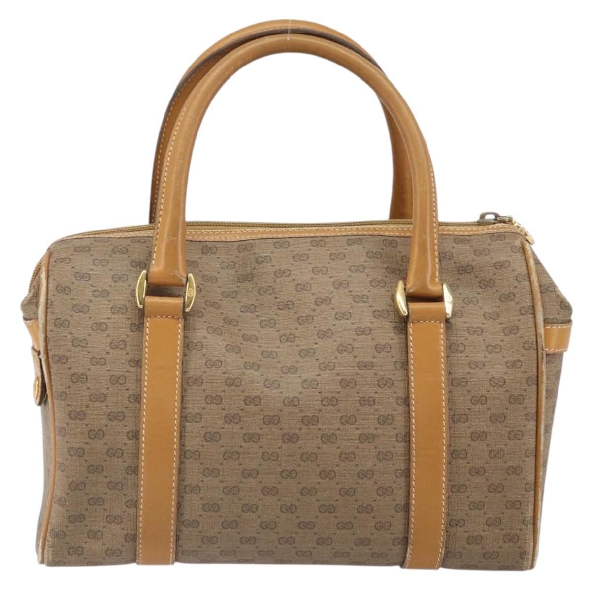 GUCCI Micro GG Supreme Hand Bag PVC Beige Gold 000 084 0158 Auth BA10129