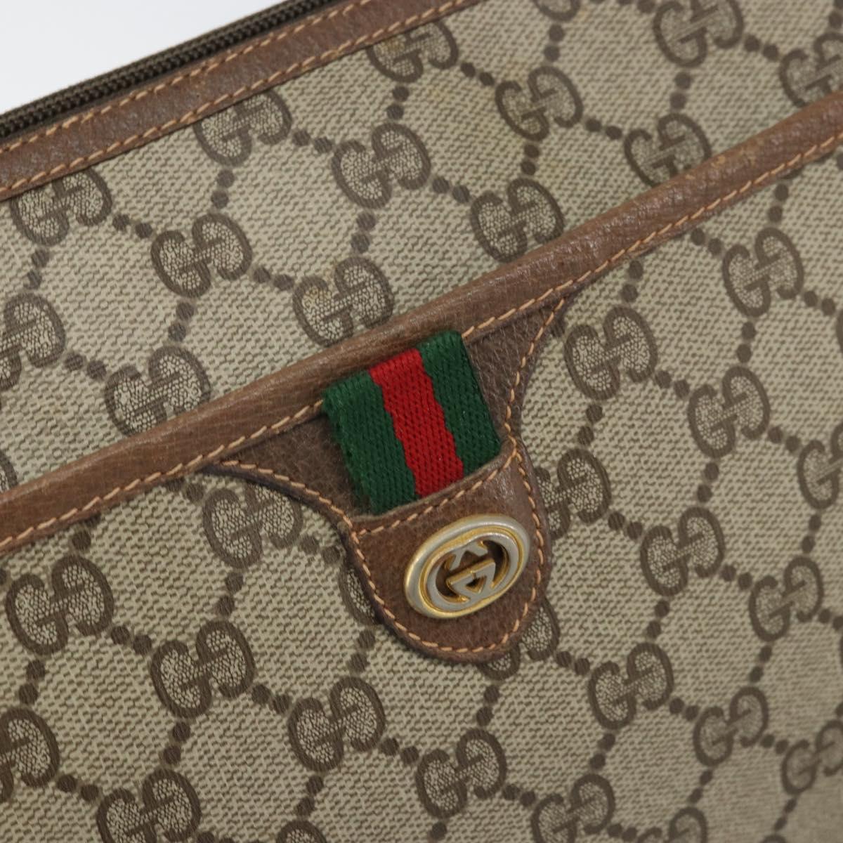 GUCCI GG Supreme Web Sherry Line Bag PVC Beige Gold 89 02 077 Auth BA10130