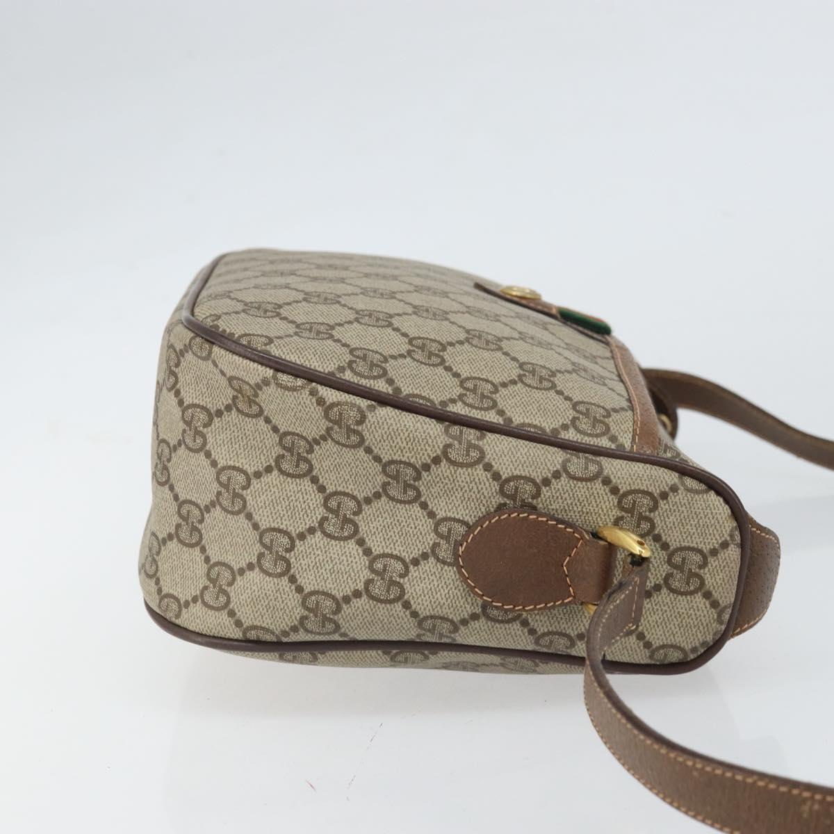 GUCCI GG Supreme Web Sherry Line Bag PVC Beige Gold 89 02 077 Auth BA10130