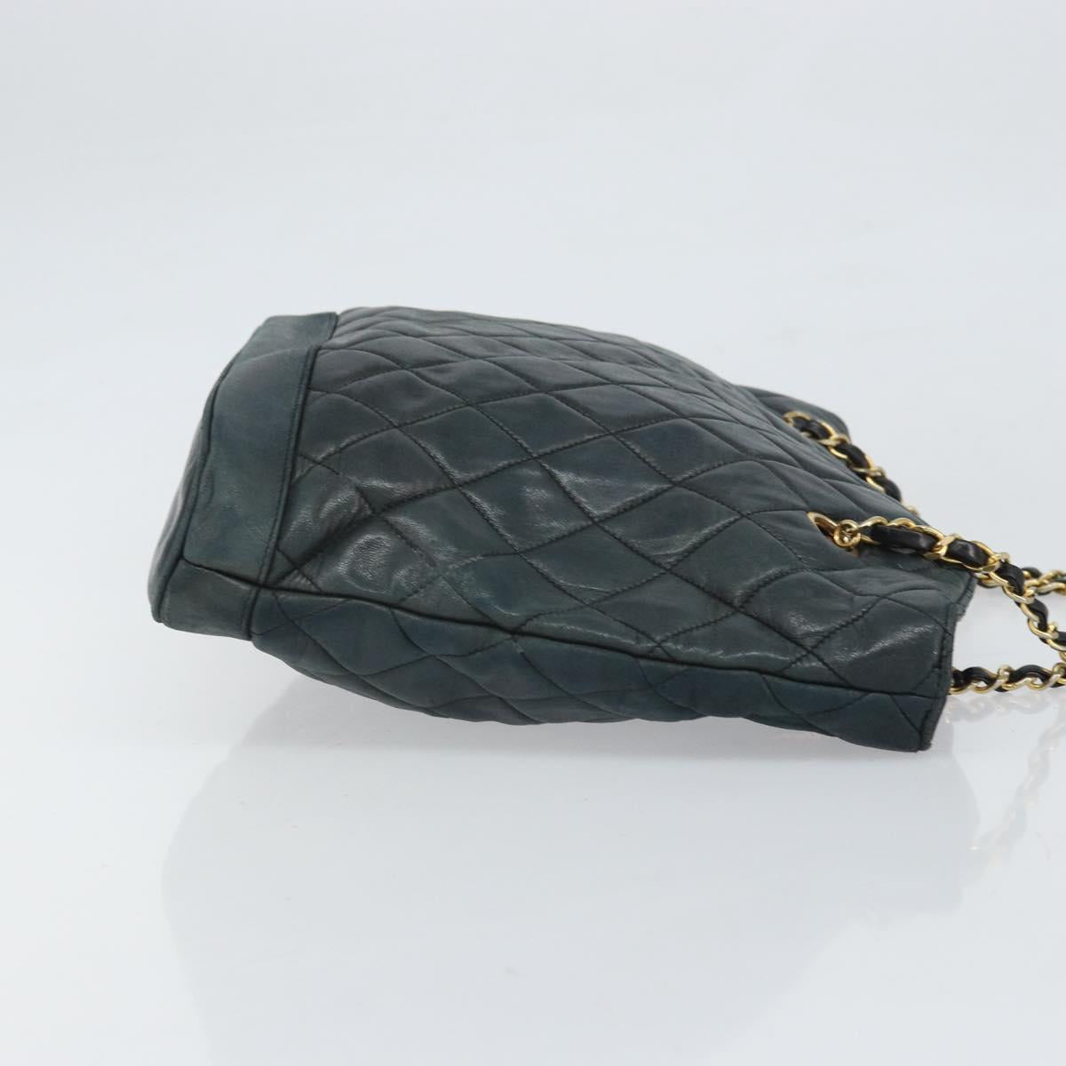 CHANEL Matelasse Chain Shoulder Bag Lamb Skin Black Gold CC Auth BA10132