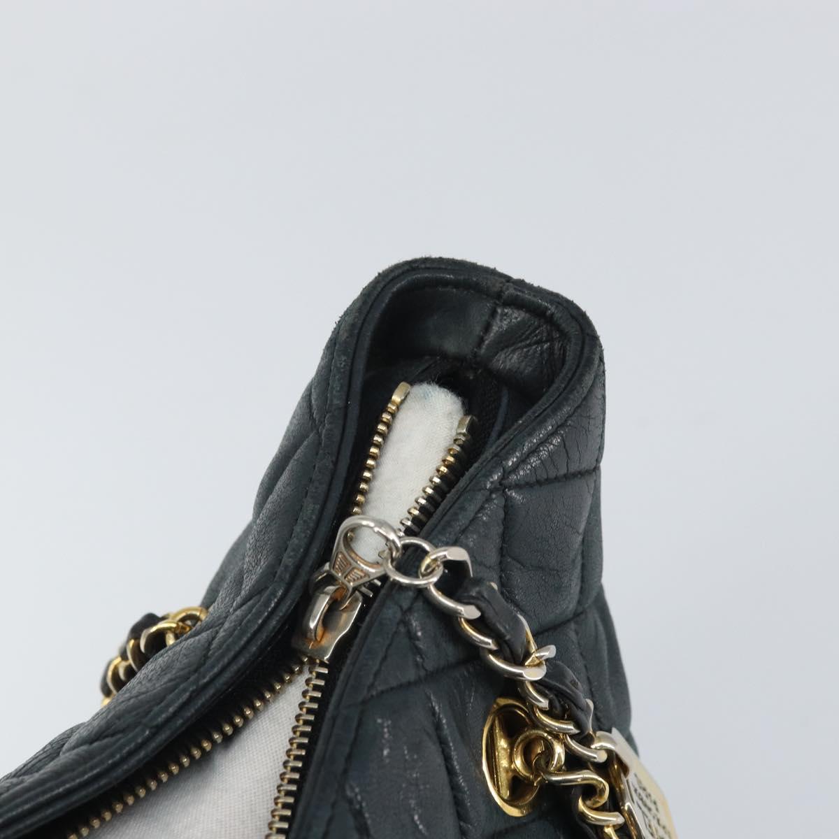 CHANEL Matelasse Chain Shoulder Bag Lamb Skin Black Gold CC Auth BA10132