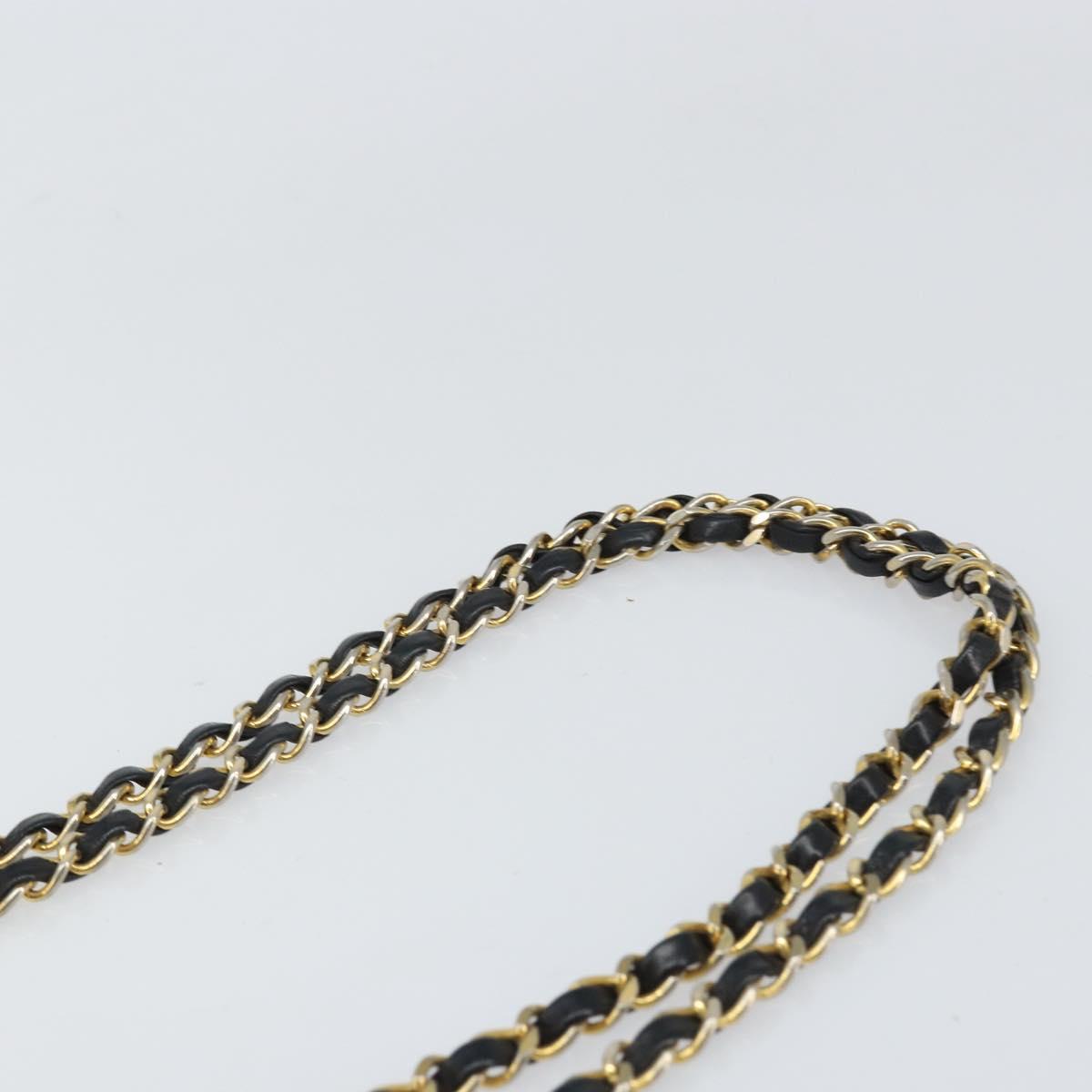 CHANEL Matelasse Chain Shoulder Bag Lamb Skin Black Gold CC Auth BA10132