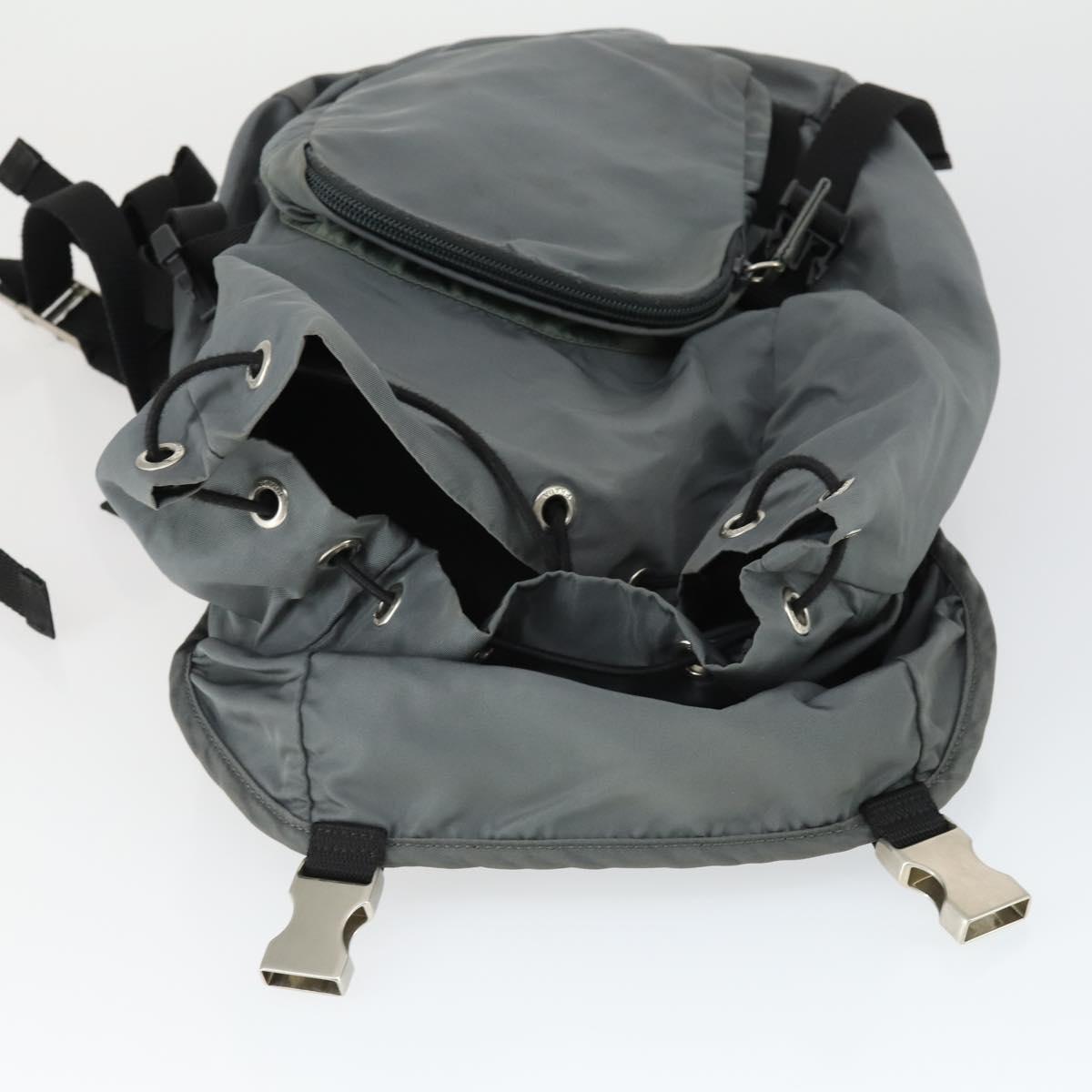 PRADA Backpack Nylon Gray Silver Auth BA10134