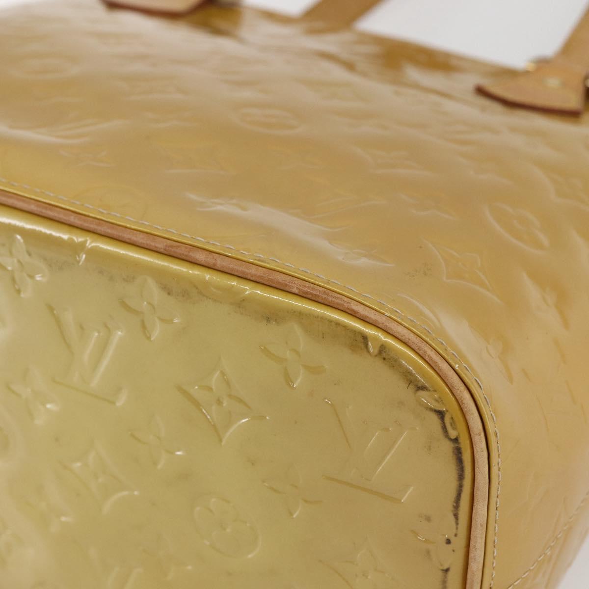 LOUIS VUITTON Monogram Vernis Houston Hand Bag Beige M91004 LV Auth BA10178