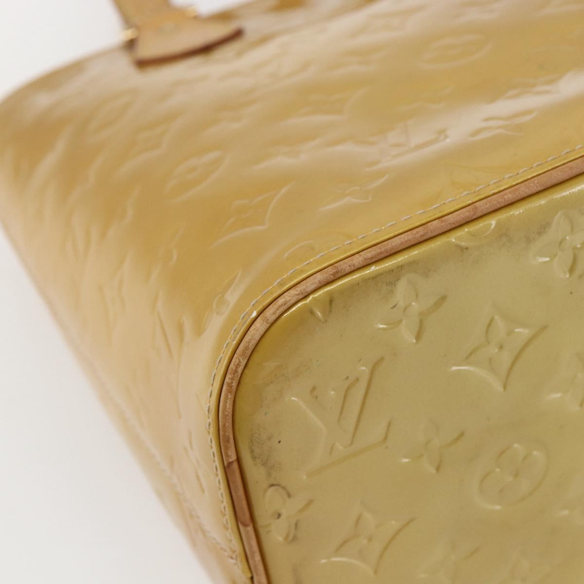 LOUIS VUITTON Monogram Vernis Houston Hand Bag Beige M91004 LV Auth BA10178