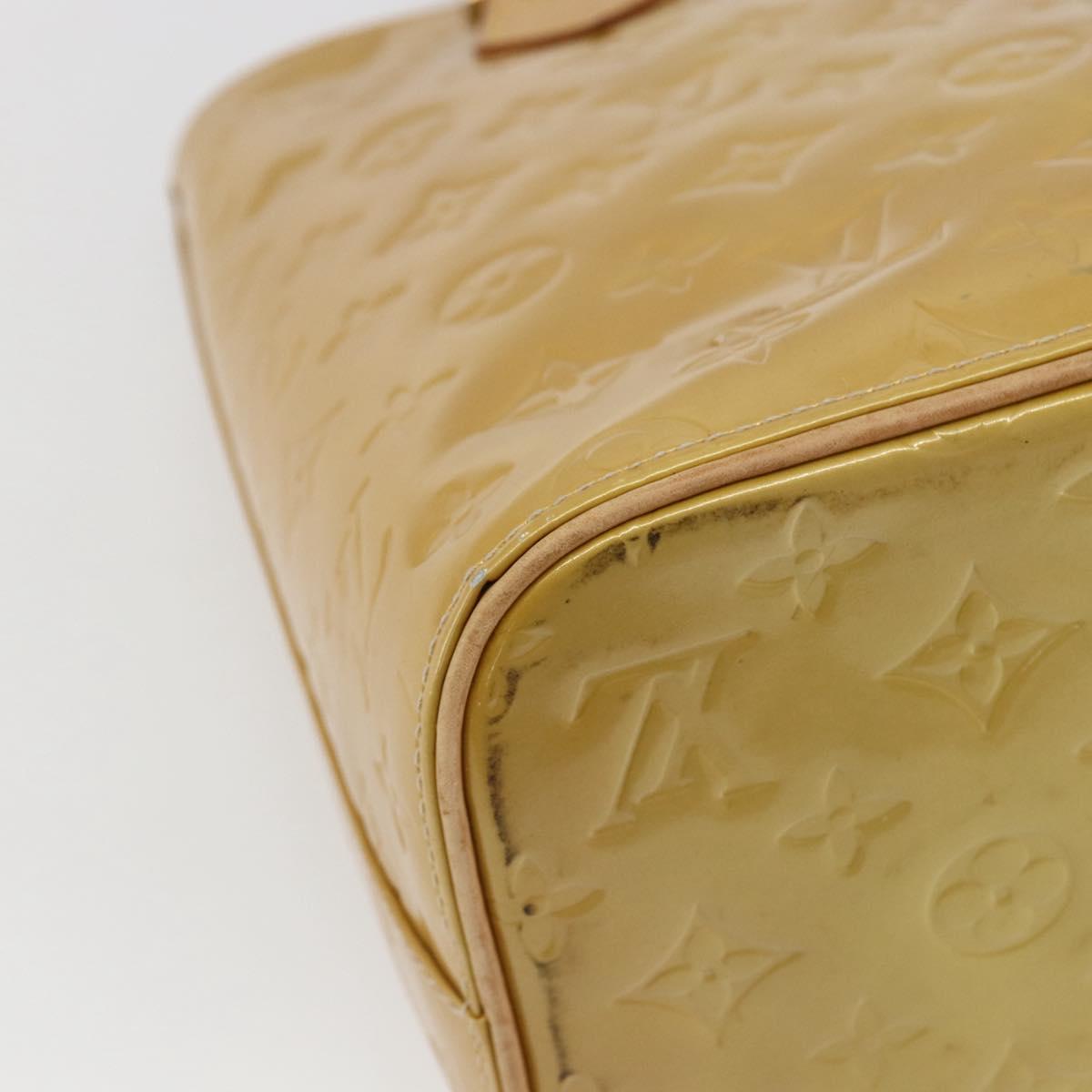 LOUIS VUITTON Monogram Vernis Houston Hand Bag Beige M91004 LV Auth BA10178