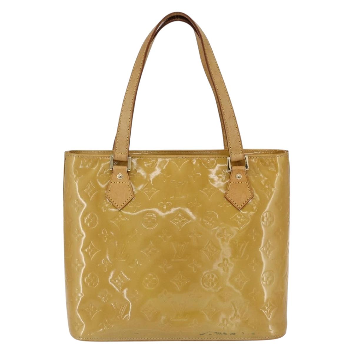 LOUIS VUITTON Monogram Vernis Houston Hand Bag Beige M91004 LV Auth BA10178
