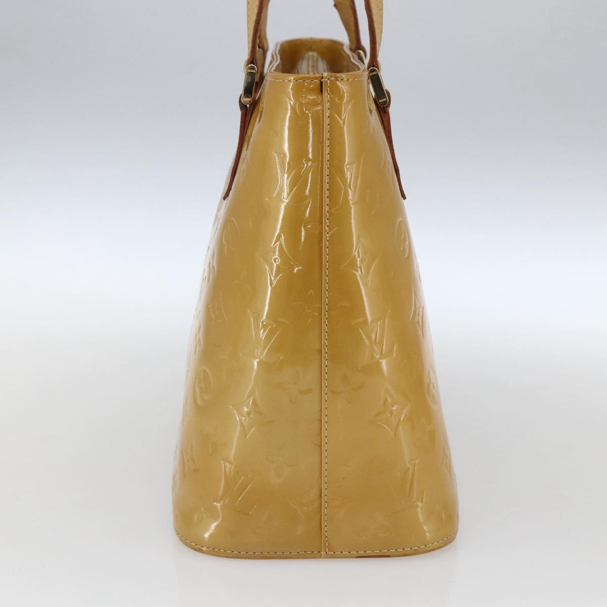 LOUIS VUITTON Monogram Vernis Houston Hand Bag Beige M91004 LV Auth BA10178