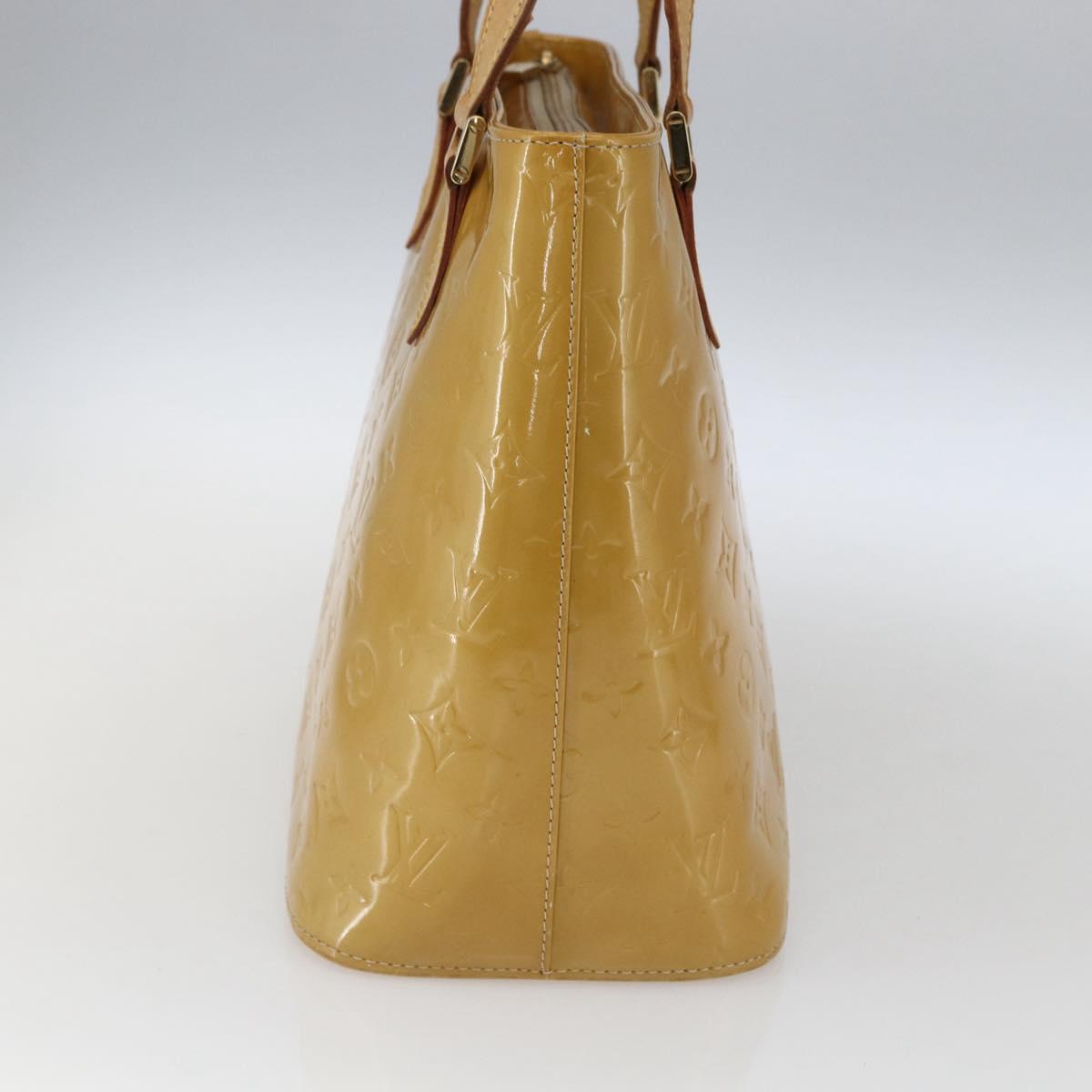 LOUIS VUITTON Monogram Vernis Houston Hand Bag Beige M91004 LV Auth BA10178