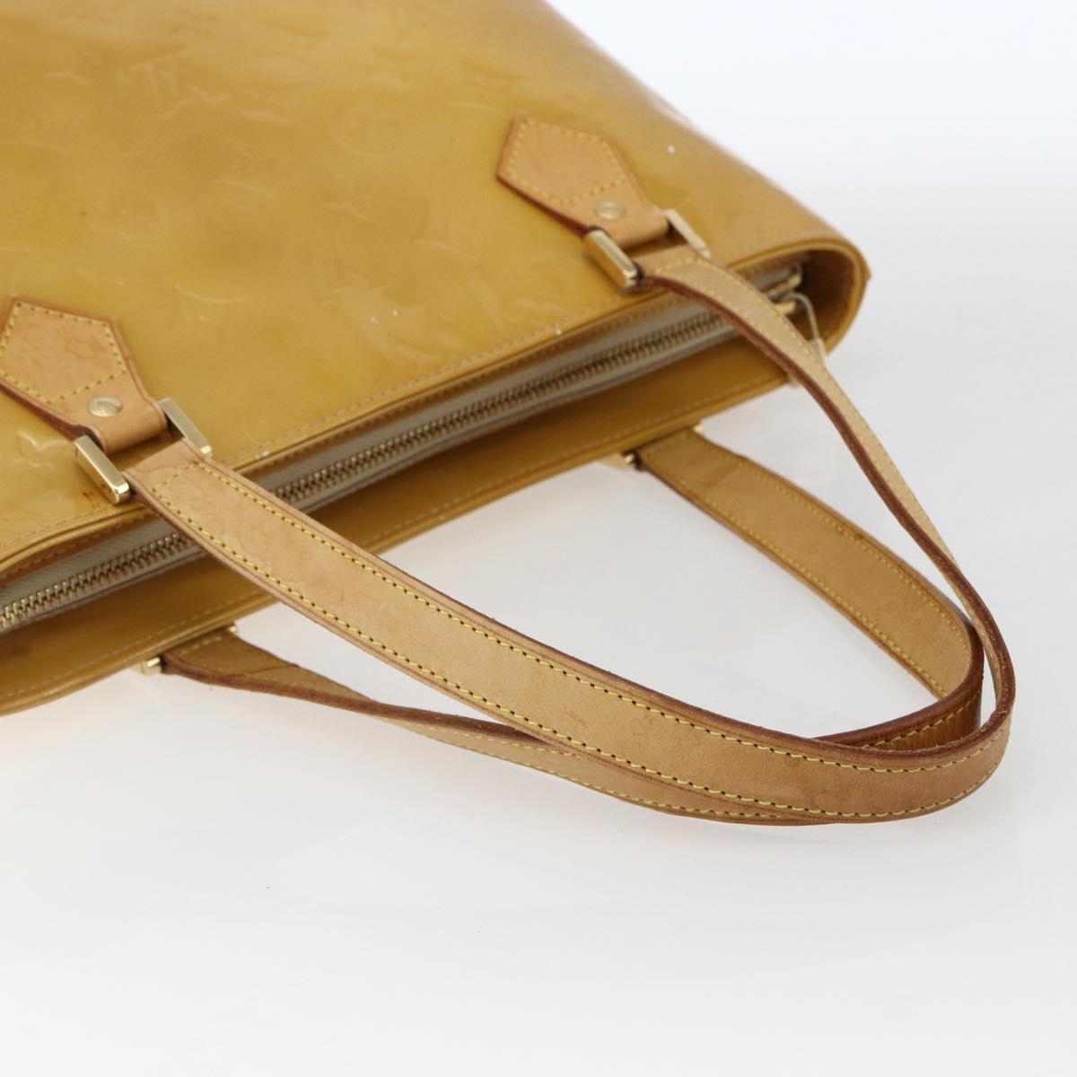 LOUIS VUITTON Monogram Vernis Houston Hand Bag Beige M91004 LV Auth BA10178