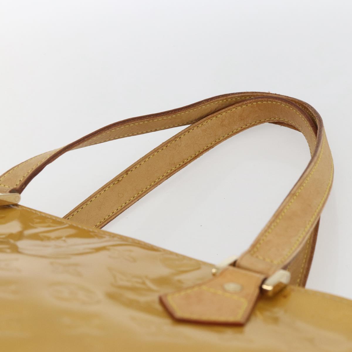 LOUIS VUITTON Monogram Vernis Houston Hand Bag Beige M91004 LV Auth BA10178