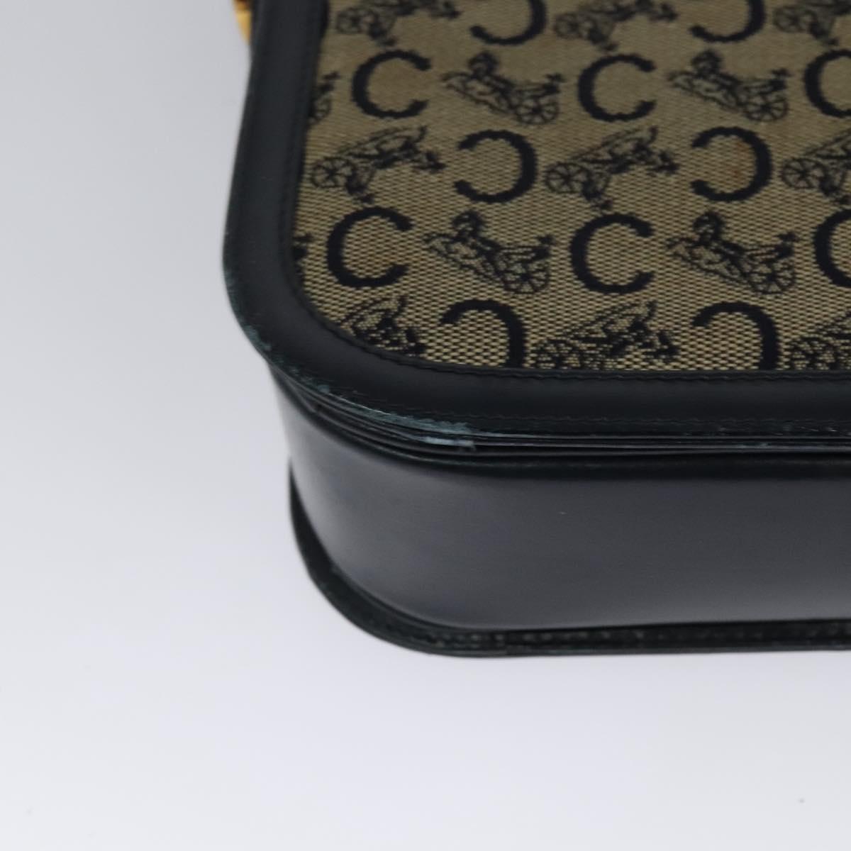 CELINE C Sulky Shoulder Bag Canvas Navy Gold Auth BA1018