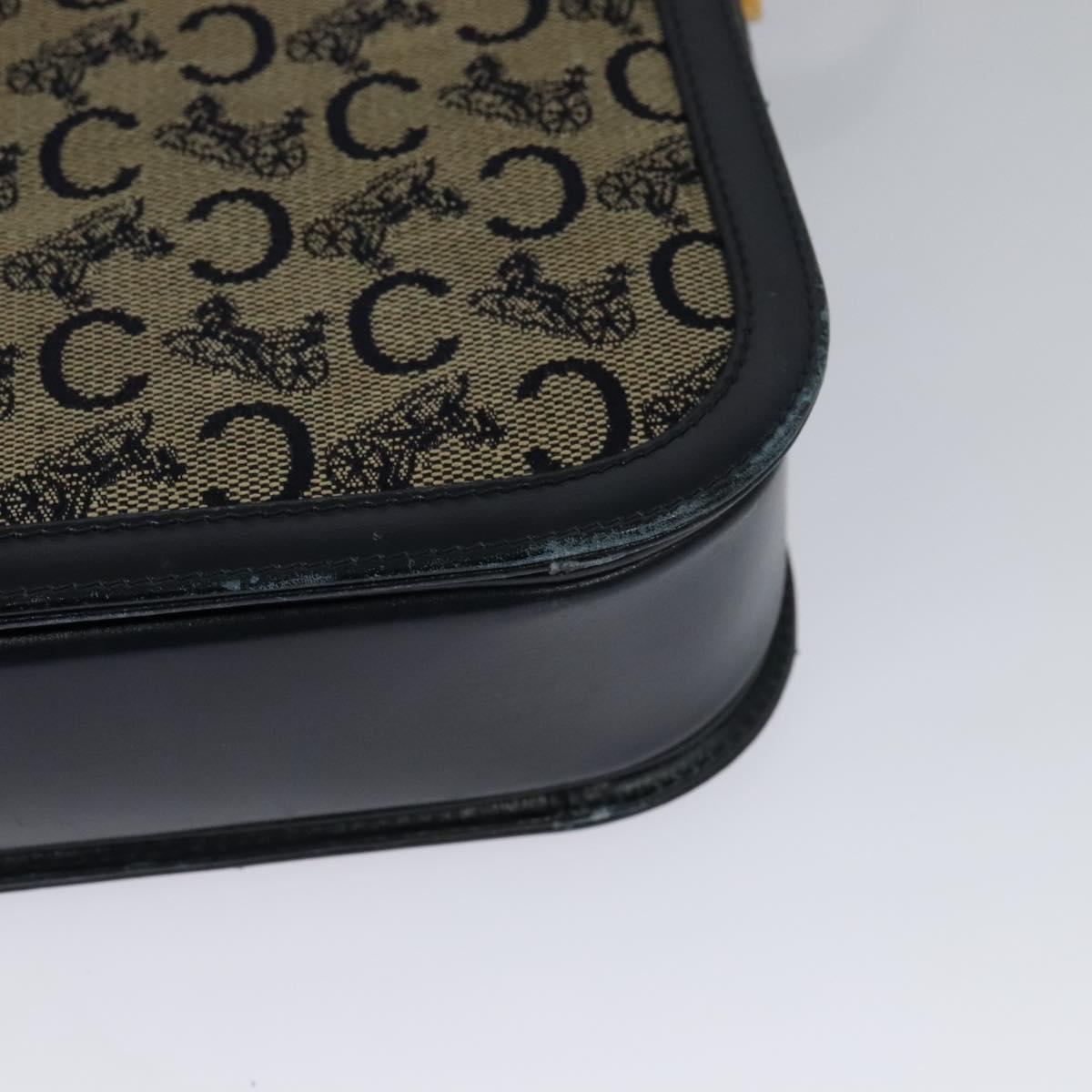 CELINE C Sulky Shoulder Bag Canvas Navy Gold Auth BA1018