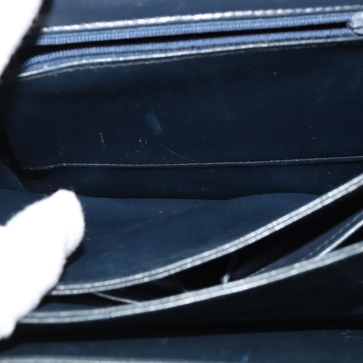 CELINE C Sulky Shoulder Bag Canvas Navy Gold Auth BA1018