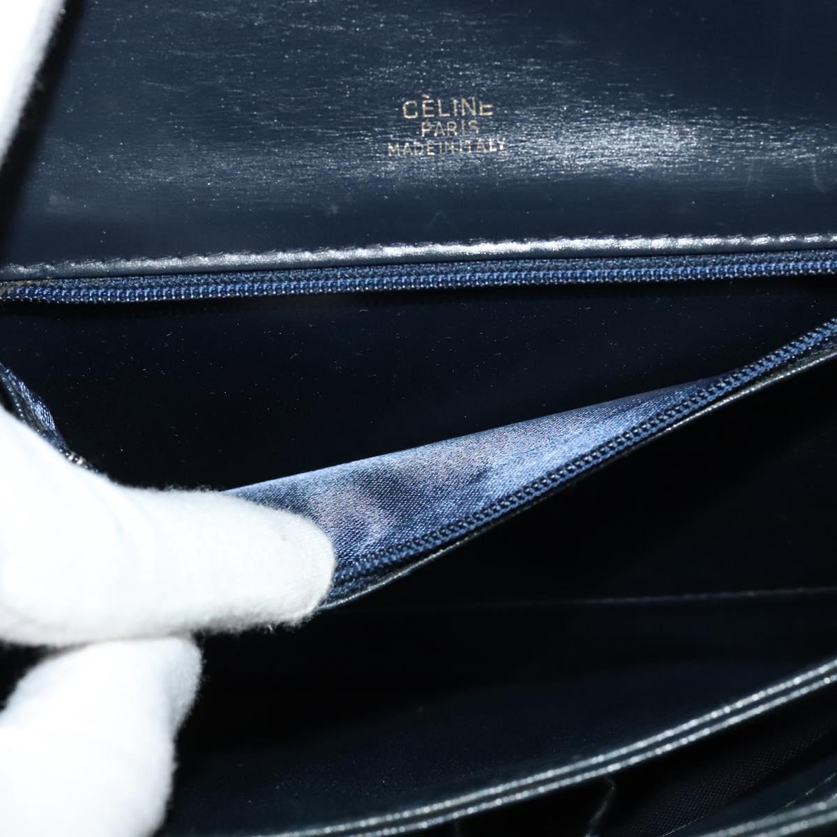 CELINE C Sulky Shoulder Bag Canvas Navy Gold Auth BA1018