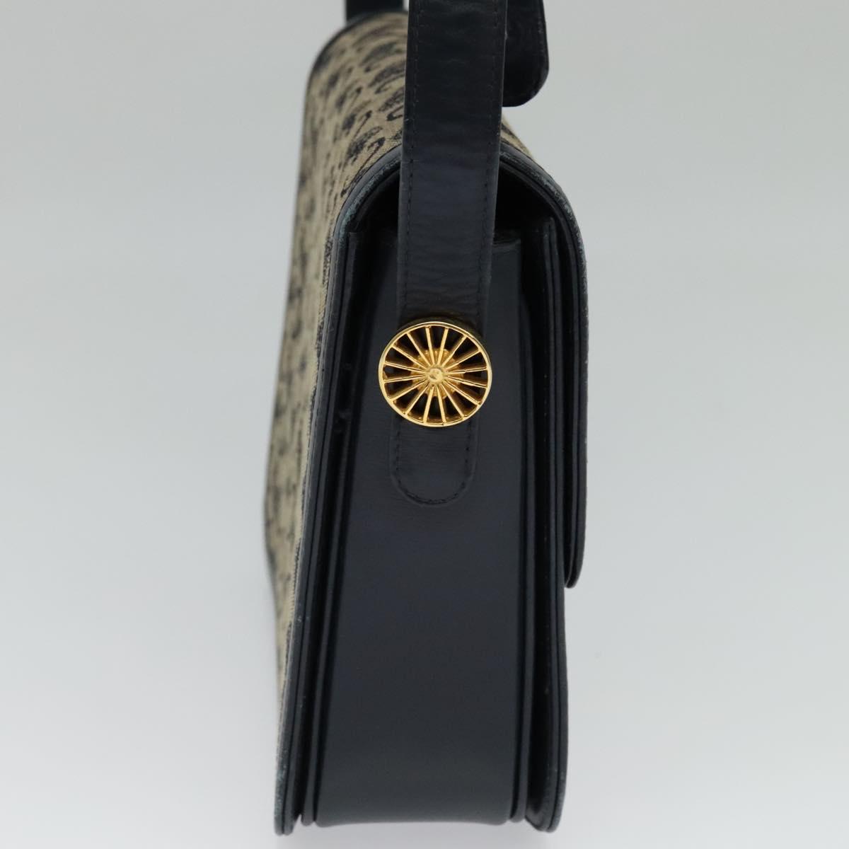 CELINE C Sulky Shoulder Bag Canvas Navy Gold Auth BA1018