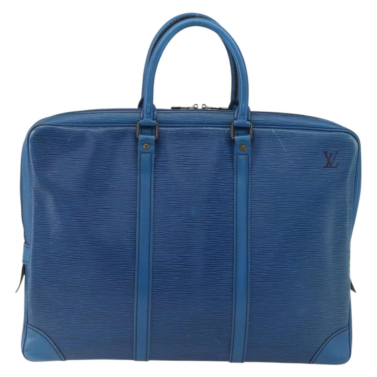 LOUIS VUITTON Epi Porte Documents Voyage Business Bag Blue M41144 Auth BA10197