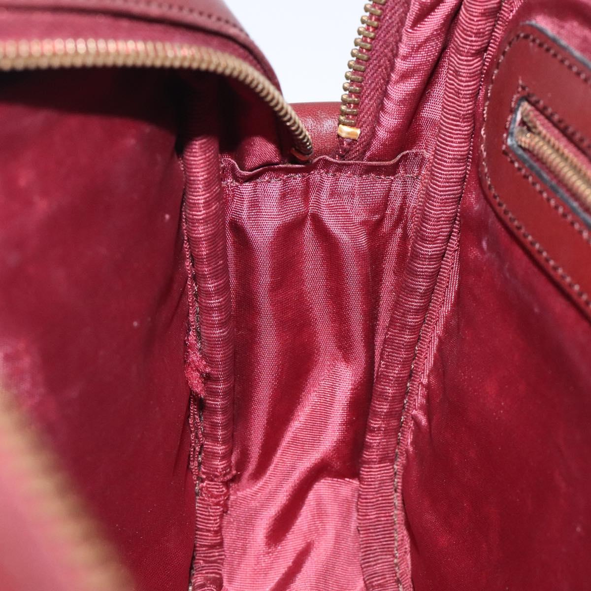 CARTIER Must Line Shoulder Bag Leather Wine Red Gold Auth BA1020