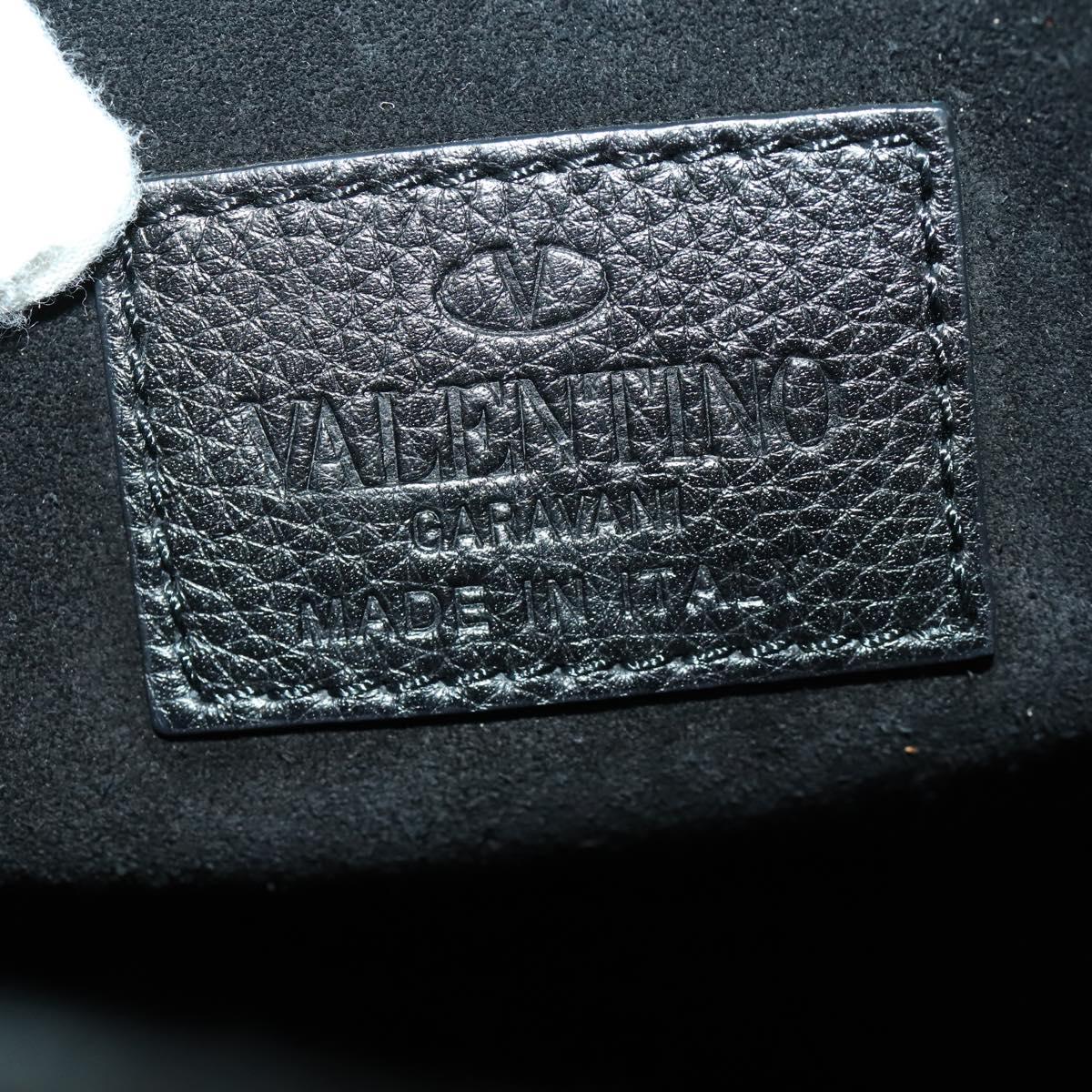 VALENTINO Hand Bag Leather 2way Black Gold Auth BA10227