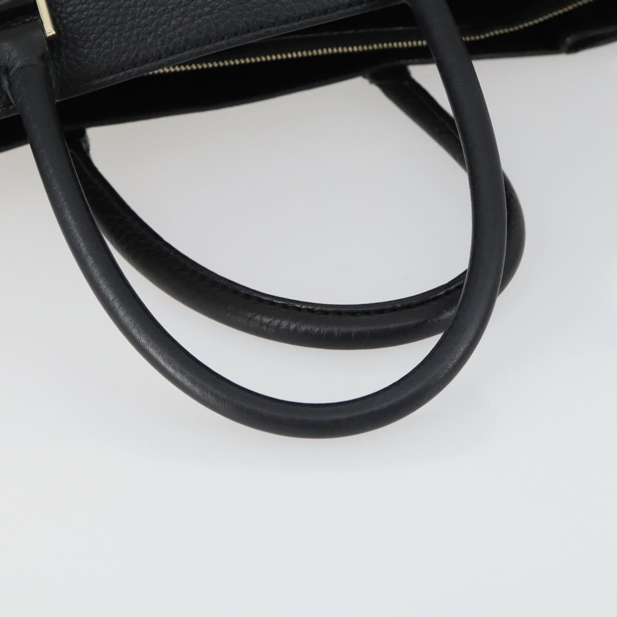 VALENTINO Hand Bag Leather 2way Black Gold Auth BA10227