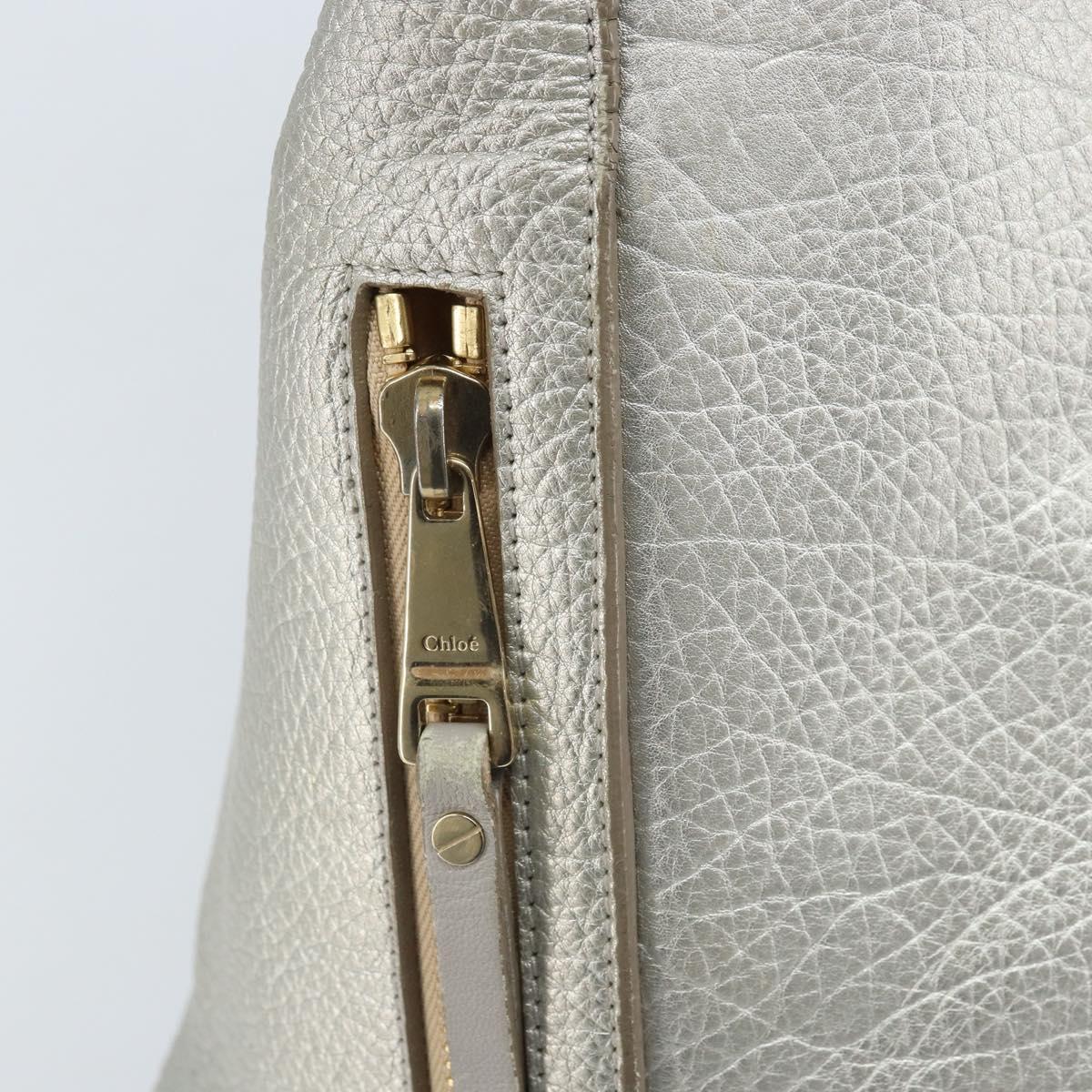 Chloe Tote Bag Leather Silver Auth BA10228