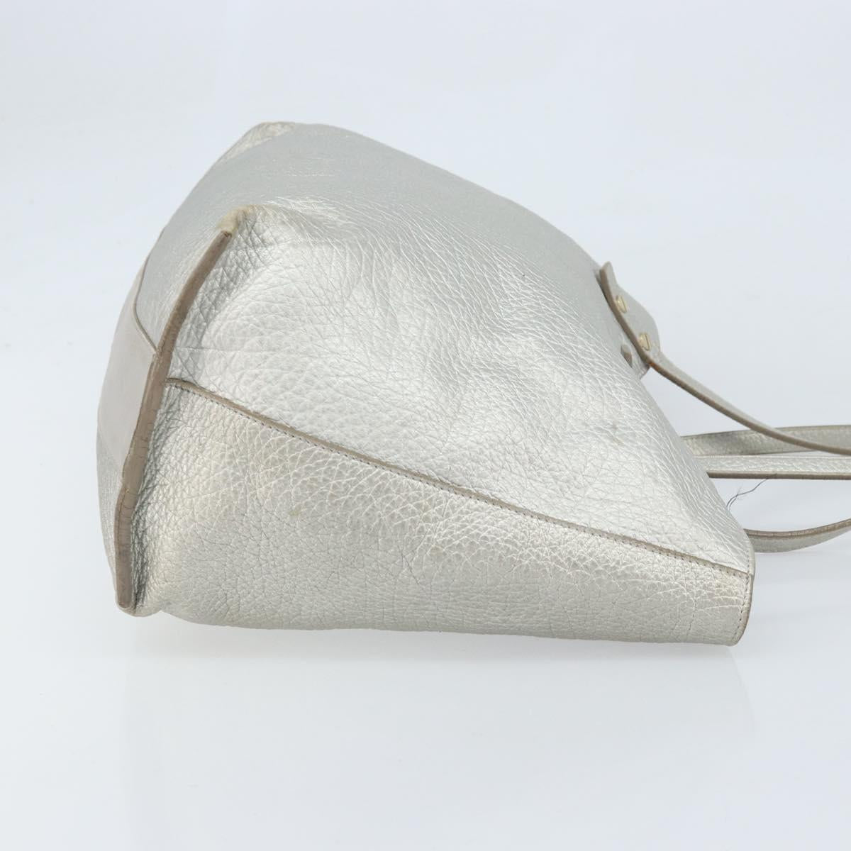 Chloe Tote Bag Leather Silver Auth BA10228