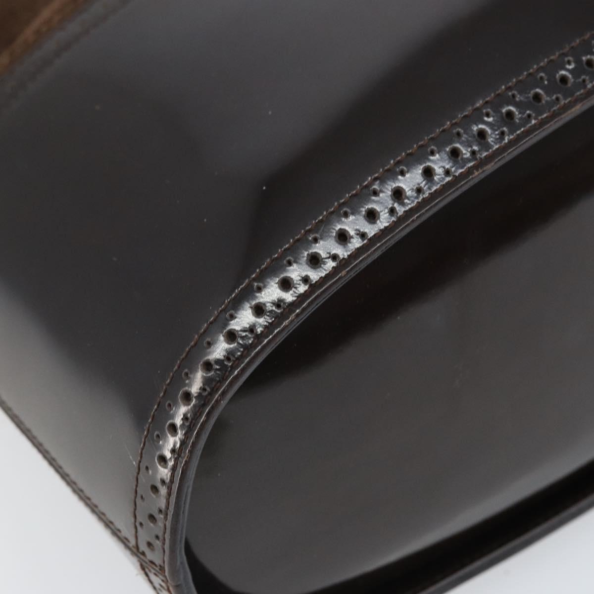Salvatore Ferragamo Hand Bag Suede Brown Silver Auth BA10230