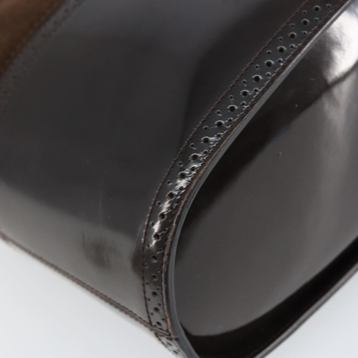 Salvatore Ferragamo Hand Bag Suede Brown Silver Auth BA10230