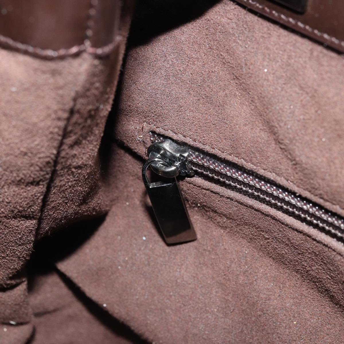 Salvatore Ferragamo Hand Bag Suede Brown Silver Auth BA10230